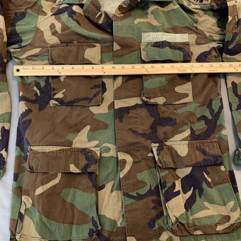Vintage US Army BDU Jacket Mens Medium Long‎ Woodland Camo Combat Coat 90s - Picture 3 of 9